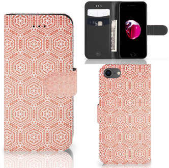 B2Ctelecom Book Case iPhone 7 | 8 Hoesje Pattern Orange