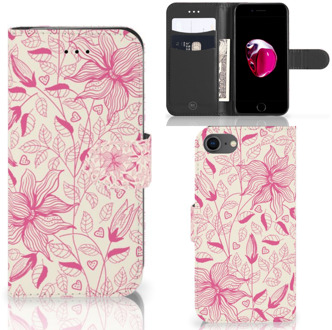 B2Ctelecom Book Case iPhone 7 | 8 Hoesje Pink Flowers