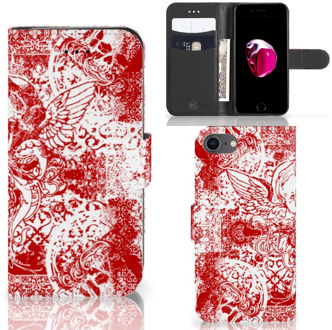 B2Ctelecom Book Case iPhone 7 | 8 - iPhone SE (2020) Hoesje Design Angel Skull Red