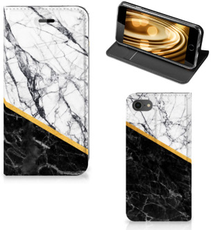 B2Ctelecom Book case iPhone 7 | 8 Marble White Black