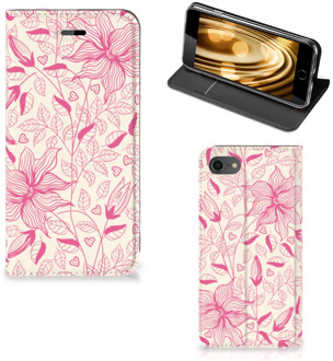 B2Ctelecom Book case iPhone 7 | 8 Pink Flowers