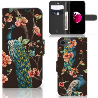 B2Ctelecom Book Case iPhone 7 | 8 | SE 2020 Hoesje Case Design Pauw met Bloemen