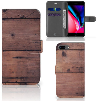 B2Ctelecom Book Case iPhone 7 Plus | 8 Plus Book Cover Old Wood