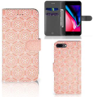 B2Ctelecom Book Case iPhone 7 Plus | 8 Plus Book Cover Pattern Orange