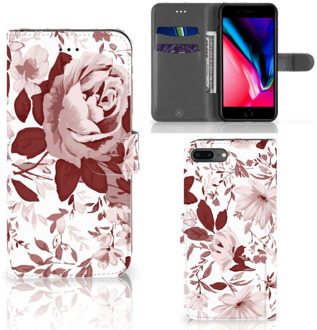 B2Ctelecom Book Case iPhone 7 Plus | 8 Plus Bookstyle Case Watercolor Flowers