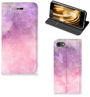 B2Ctelecom Book Case iPhone SE (2020) Hoesje Pink Purple Paint