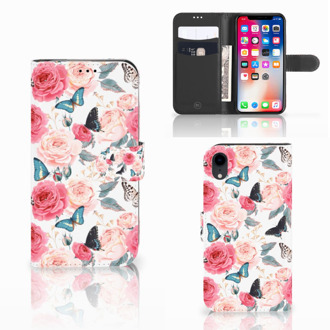 B2Ctelecom Book Case iPhoneXR Butterfly Roses