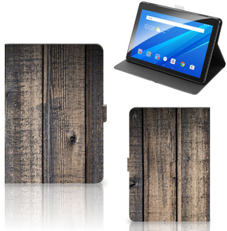 B2Ctelecom Book Case Lenovo Tab E10 Tablet Hoes met Magneetsluiting Steigerhout