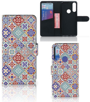 B2Ctelecom Book Case met foto Alcatel 1S 2020 GSM Hoesje Tiles Color