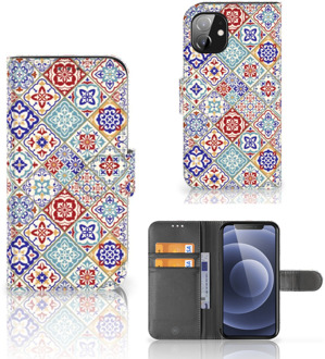 B2Ctelecom Book Case met foto Apple iPhone 12 Mini GSM Hoesje Tiles Color