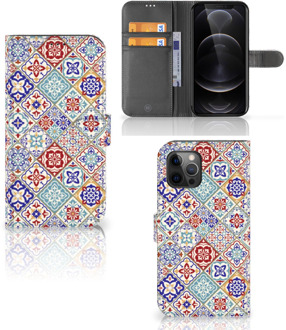 B2Ctelecom Book Case met foto Apple iPhone 12 Pro Max GSM Hoesje Tiles Color