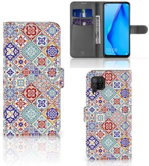 B2Ctelecom Book Case met foto Huawei P40 Lite GSM Hoesje Tiles Color