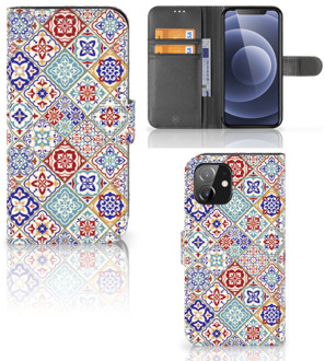 B2Ctelecom Book Case met foto iPhone 12 | 12 Pro (6.1") GSM Hoesje Tiles Color