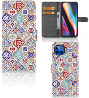 B2Ctelecom Book Case met foto Motorola Moto G 5G Plus GSM Hoesje Tiles Color