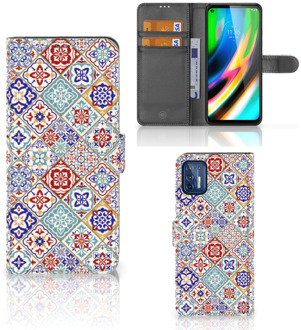 B2Ctelecom Book Case met foto Motorola Moto G9 Plus GSM Hoesje Tiles Color