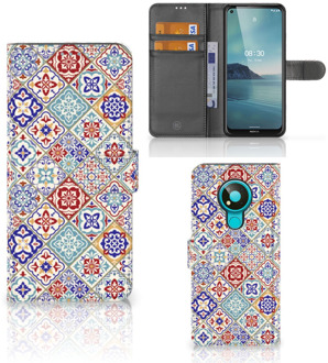 B2Ctelecom Book Case met foto Nokia 3.4 GSM Hoesje Tiles Color