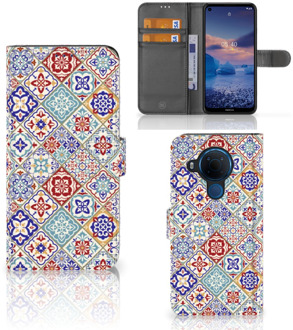 B2Ctelecom Book Case met foto Nokia 5.4 GSM Hoesje Tiles Color