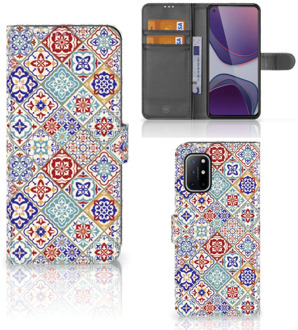 B2Ctelecom Book Case met foto OnePlus 8T GSM Hoesje Tiles Color