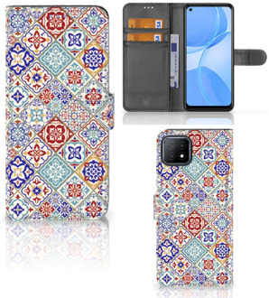 B2Ctelecom Book Case met foto OPPO A73 5G GSM Hoesje Tiles Color