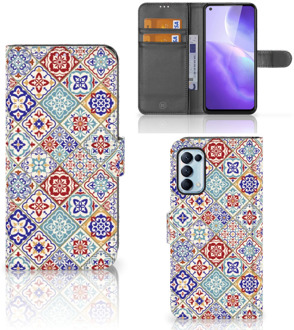 B2Ctelecom Book Case met foto OPPO Find X3 Lite GSM Hoesje Tiles Color