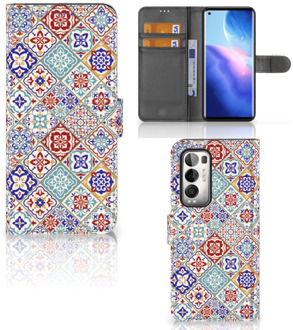 B2Ctelecom Book Case met foto OPPO Find X3 Neo 5G GSM Hoesje Tiles Color