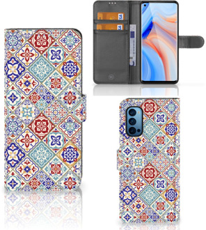 B2Ctelecom Book Case met foto OPPO Reno 4 Pro 5G GSM Hoesje Tiles Color