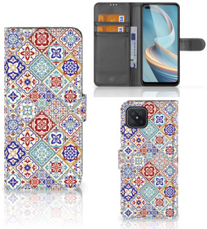 B2Ctelecom Book Case met foto OPPO Reno4 Z GSM Hoesje Tiles Color