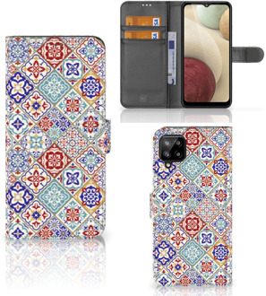 B2Ctelecom Book Case met foto Samsung Galaxy A12 GSM Hoesje Tiles Color