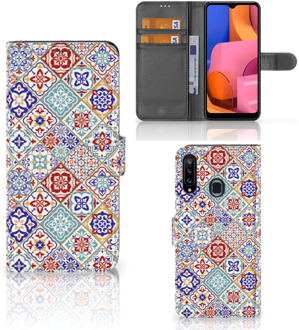 B2Ctelecom Book Case met foto Samsung Galaxy A20s GSM Hoesje Tiles Color