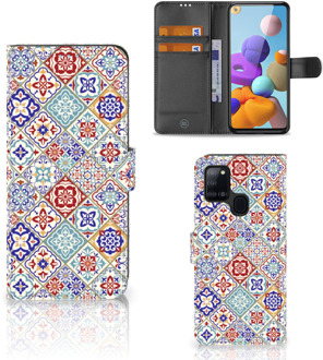 B2Ctelecom Book Case met foto Samsung Galaxy A21s GSM Hoesje Tiles Color