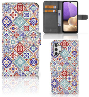 B2Ctelecom Book Case met foto Samsung Galaxy A32 4G GSM Hoesje Tiles Color