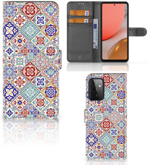 B2Ctelecom Book Case met foto Samsung Galaxy A72 GSM Hoesje Tiles Color