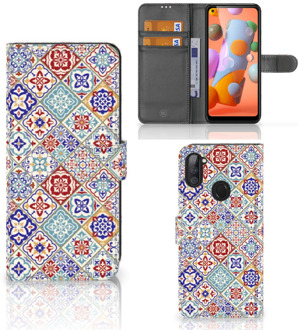 B2Ctelecom Book Case met foto Samsung Galaxy M11 | A11 GSM Hoesje Tiles Color