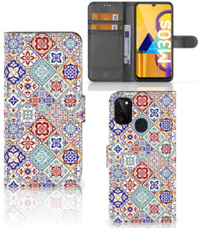 B2Ctelecom Book Case met foto Samsung Galaxy M21 GSM Hoesje Tiles Color