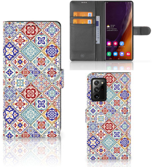 B2Ctelecom Book Case met foto Samsung Galaxy Note20 Ultra GSM Hoesje Tiles Color