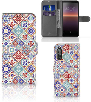 B2Ctelecom Book Case met foto Sony Xperia 10 II GSM Hoesje Tiles Color