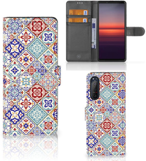 B2Ctelecom Book Case met foto Sony Xperia 5II GSM Hoesje Tiles Color