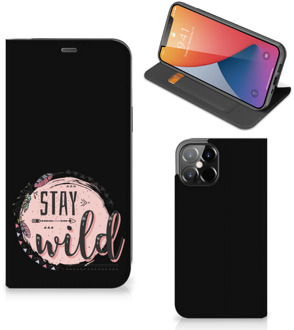 B2Ctelecom Book Case met Tekst iPhone 12 Pro Max Smart Cover Boho Stay Wild