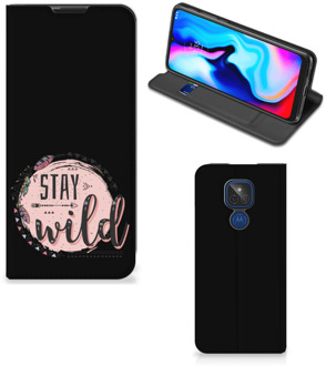 B2Ctelecom Book Case met Tekst Motorola Moto G9 Play Smart Cover Boho Stay Wild