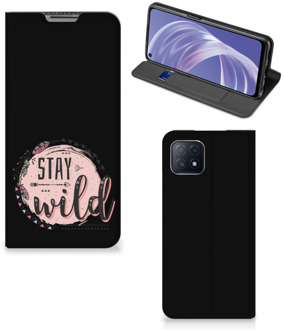 B2Ctelecom Book Case met Tekst OPPO A73 5G Smart Cover Boho Stay Wild