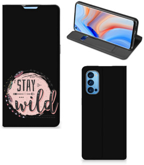 B2Ctelecom Book Case met Tekst OPPO Reno4 Pro 5G Smart Cover Boho Stay Wild