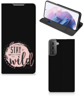 B2Ctelecom Book Case met Tekst Samsung Galaxy S21 Plus Smart Cover Boho Stay Wild