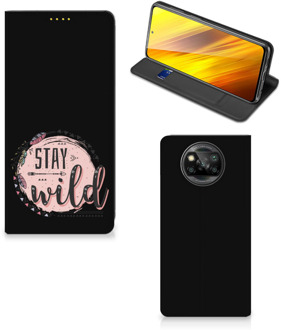 B2Ctelecom Book Case met Tekst Xiaomi Poco X3 Smart Cover Boho Stay Wild