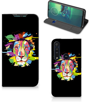 B2Ctelecom Book Case Motorola G8 Plus Smart Cover Lion Color