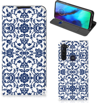 B2Ctelecom Book Case Motorola Moto G Pro Telefoon Hoesje Flower Blue