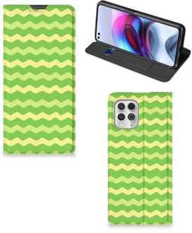 B2Ctelecom Book Case Motorola Moto G100 Telefoonhoesje Waves Green