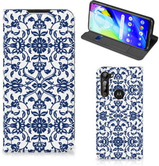 B2Ctelecom Book Case Motorola Moto G8 Power Telefoon Hoesje Flower Blue