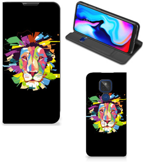 B2Ctelecom Book Case Motorola Moto G9 Play Smart Cover Lion Color