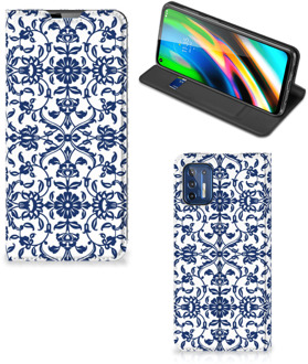 B2Ctelecom Book Case Motorola Moto G9 Plus Telefoon Hoesje Flower Blue