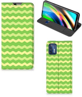 B2Ctelecom Book Case Motorola Moto G9 Plus Telefoonhoesje Waves Green